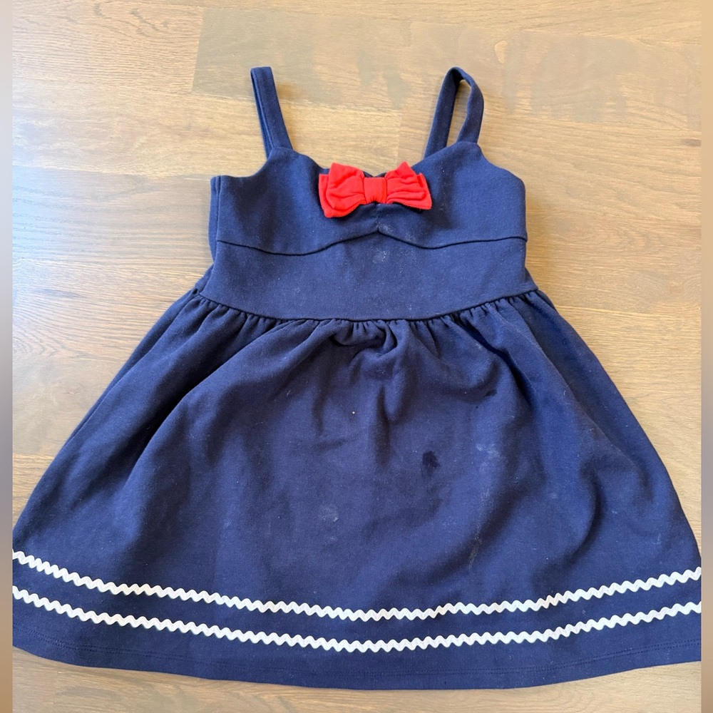 Janie and Jack Navy Dress with Red Bow